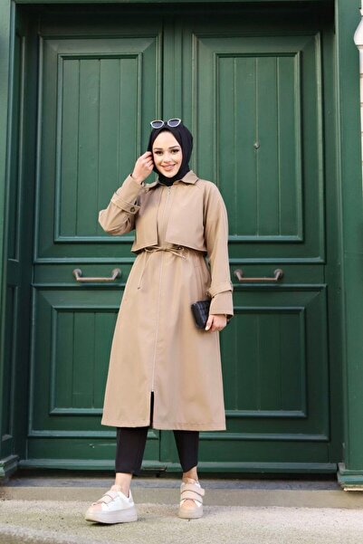 Vibeys Collection Αδιάβροχη γυναικεία καμπαρντίνα με επένδυση με φερμουάρ