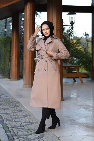 Vibeys Collection Αδιάβροχη γυναικεία καμπαρντίνα με επένδυση στη μέση και ζώνη