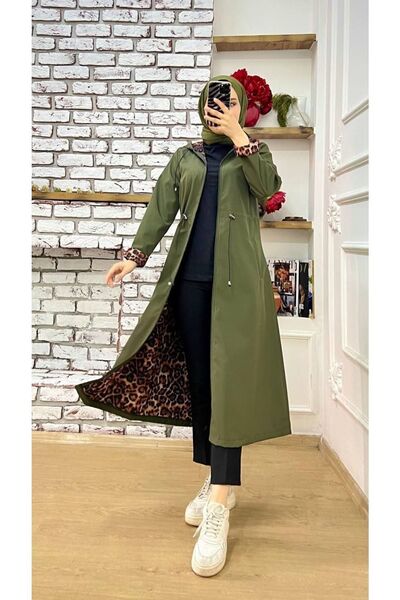 Vibeys Collection Жіночий тренчкот з леопардовим принтом і підкладкою, водонепроникний