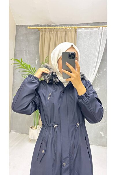 Marjinal City Синій з хутром всередині та водонепроникний повний жіночий зимовий пальто та куртка