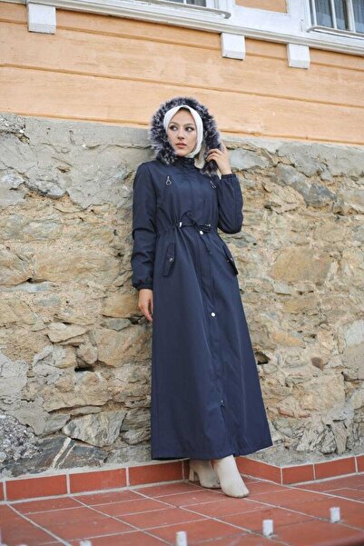 Vibeys Collection Синій з хутром всередині та водонепроникний повний жіночий зимовий пальто та куртка