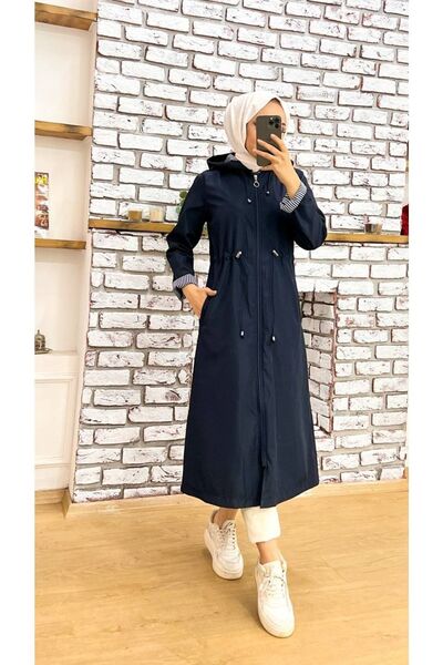 Vibeys Collection Trench pentru femei, cu dungi în interior și auto-căptușit, impermeabil