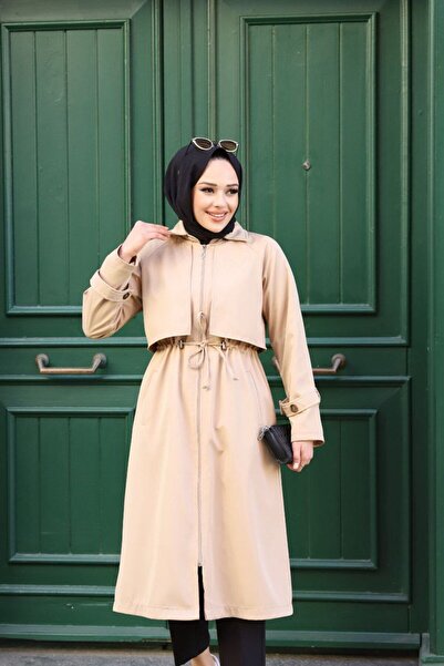 Vibeys Collection Αδιάβροχη γυναικεία καμπαρντίνα με επένδυση με φερμουάρ