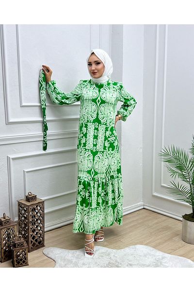 Vibeys Moda Φόρεμα Hijab με μακρύ ύψος από ύφασμα βισκόζης
