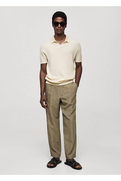 MANGO Man Tricou polo din bumbac cu nervuri