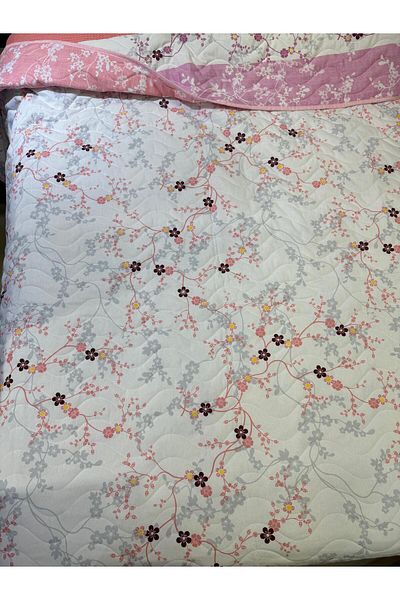 ŞENER HOME 160x230 cm. Bumbac matlasat - cu o singură față, model de flori cu două fețe, pătură multifuncțională