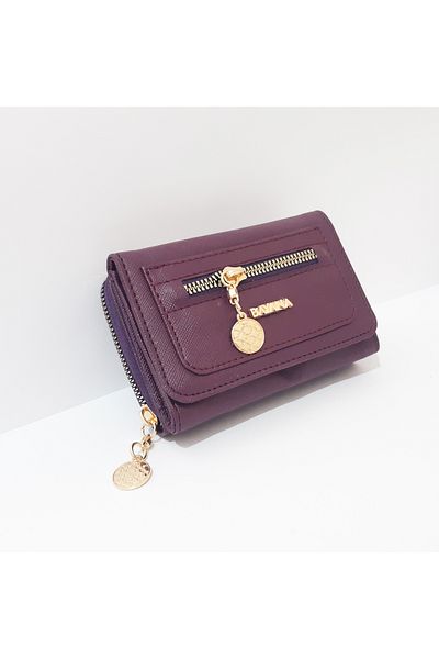 renkli çiçekler Claret Red Women's Wallet - 13.5x9x4 CM, Useful
