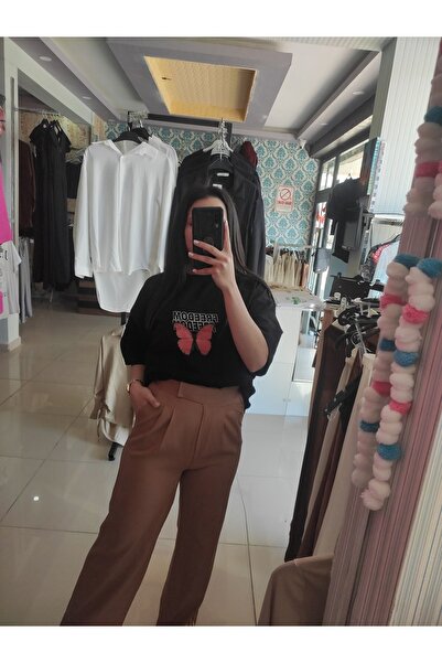 Sublime Butik Ψηλόμεσο γυναικείο παντελόνι Palazzo - Σχέδιο μέσης Velcro