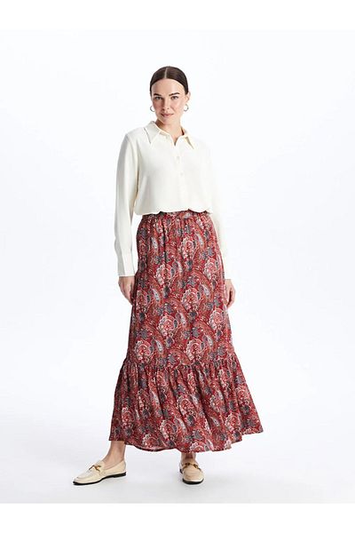 LC Waikiki LCW Grace Elastic Waist Comfortable Patterned Women's Skirt