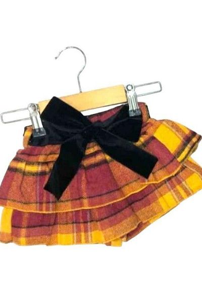 Çikoby Baby Girl Woven Checked Belted Shorts Skirt