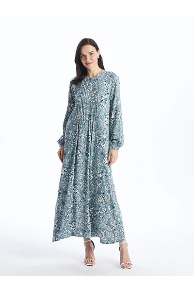 LC Waikiki LCW Grace - Crew Neck Floral Print Women's Long Sleeve Dress