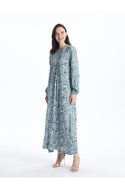 LC Waikiki LCW Grace - Crew Neck Floral Print Women's Long Sleeve Dress