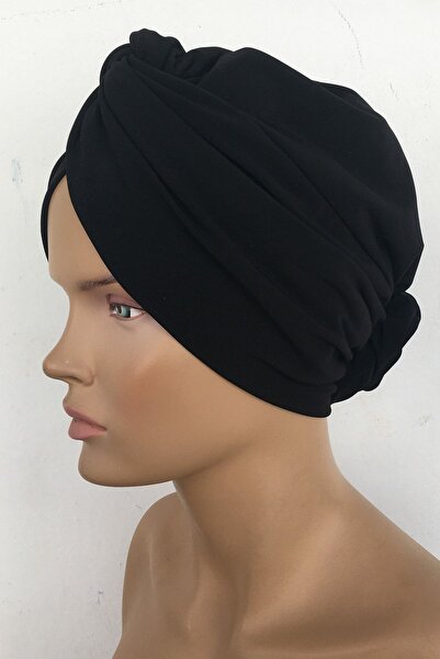 Vera Bonnet Ready Turban Rose Knot - Black
