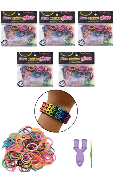 RELATOS 4 Paket Bileklik, Kolye, Yüzük, Takı Yapma Rengarenk Lastik Hobi Seti...