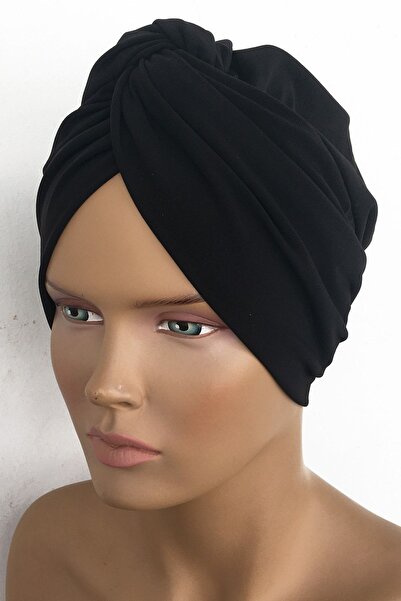 Vera Bonnet Ready Turban Rose Knot - Black