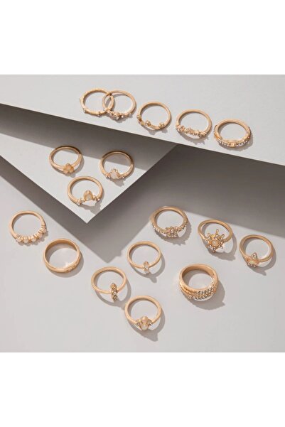 Girift Vintage Alaçatı Stili 17 Adet Eklem Ve Yüzük Seti
