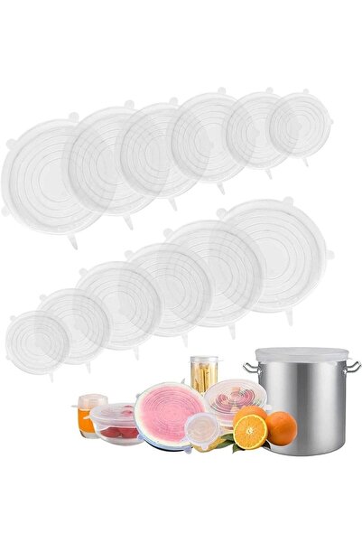 RELATOS 12 Adet Silikon Kapak Esnek Silikon Streç Kapak Tazeliği Koruyan Gıda...