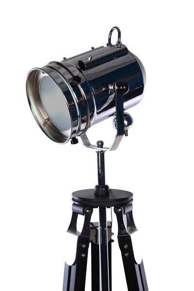 Genel Markalar Ahşap Ayarlanabilen Tripod Ayaklı Klasik Köşe Lambası Gofi Krom Kaplama