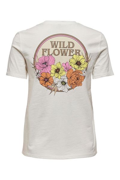ONLY ONLFREYA REG S/S FLOWER TOP BOX JRS - Women's White Sweatshirt 15290566