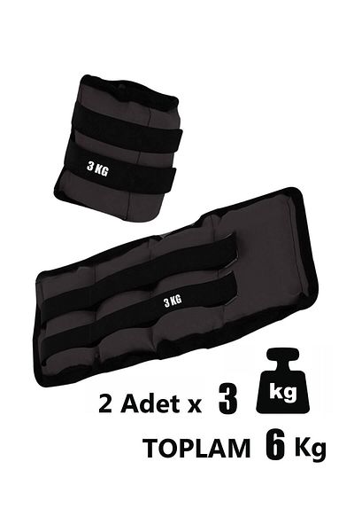 Spor Byfit 3 kg x 2 pieces Black Arm or Ankle Weights + 1 kg Dumbbell Set Gift