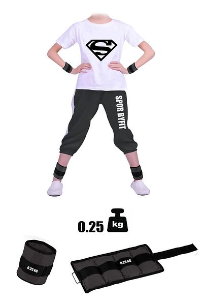 Spor Byfit 0.25 Kg x 2 Black Wrist or Ankle Weights for Kids