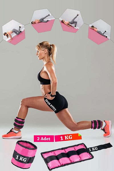 Spor Byfit 1 Kg Fuchsia Deluxe Comfort Hand and Foot Weight