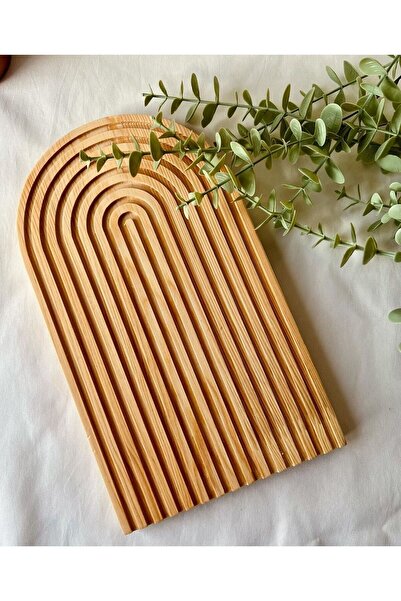 Bade Home Ahşap Oymalı Yarım Gökkuşağı Dekoratif Tepsi Sunum Tepsisi Sunumluk...