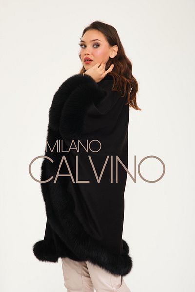 Milano Calvino Cashmere Fur Poncho