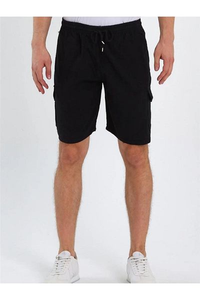 BERNEO Pantaloni scurți unisex din in - talie elastică și buzunare cargo