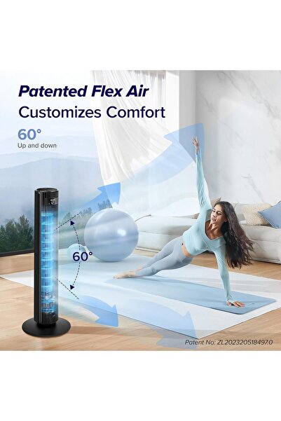 Levoit Akıllı Sessiz Kule Fanı 42 İnç, 7,9 m/sn, Güçlü Elektrikli Soğutma Fanı, DC Motorlu, 25dB,Salınımlı