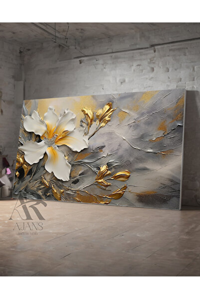 AR AJANS KANVAS TABLO Pictură decorativă pe pânză cu flori albe de design