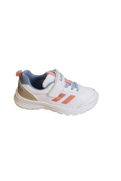 Kinetix KINETIX Girls - White and Purple Double Striped Velcro Sneakers