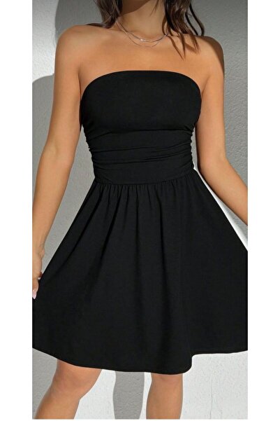 Nsb Tasarım Kloş etek straplez mini elbise