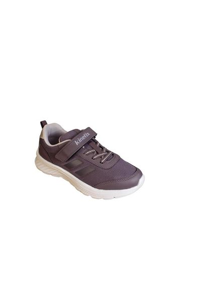 Kinetix White and Purple Double Striped Girls' Sports Shoes