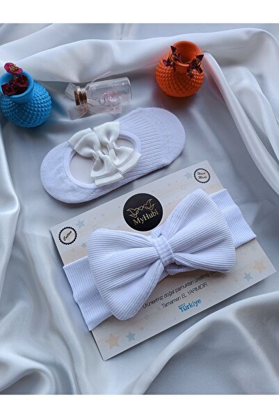 MyHubi 2-Piece Combination Handmade Baby Girl GRAND Bandana & Ballerina Socks with Special Accessories