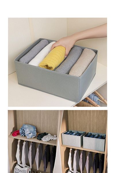 Helen's Home 5 Pieces 5 Compartments Foldable Trousers Shirts Sweater Organizer Storage Box Organizer