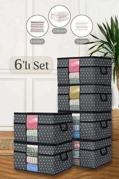 Helen's Home 6-Piece Mega Size Quilt Storage Bag - Windowed Pillow Quilt Storage Bag 75 X 40 X 40 Cm Starry