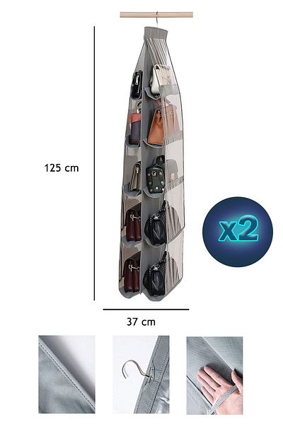 Helen's Home 2 Pieces 10 Pockets In-Cabinet Bag and Shoe Organizer Large Volume Transparent PVC Windowed Organizer