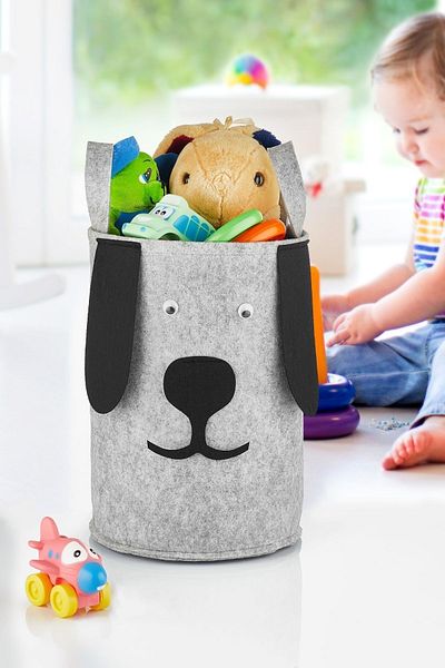 Helen's Home Kids Room Organizer Toy Storage Basket Dirty Laundry Basket Dog Design 48 Cm X 35 Cm