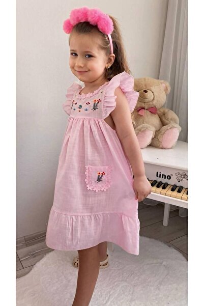 Kıvırcık Store فستان كتان - تطريز