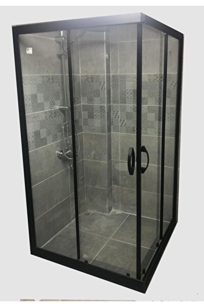 Pal 80*80 H:180 Siyah Profil 6mm Şeffaf Camlı Duşakabin