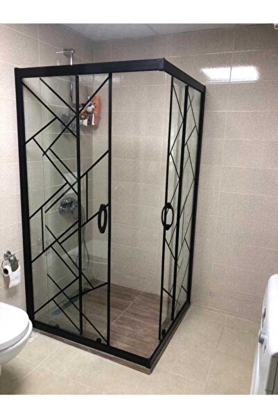 Pal 90*90 Siyah Çapraz Çizgili Duşakabin