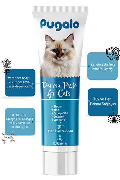 PUGALO Kedi Tüy Sağlı Macunu Çinko Ve Kolojen Içeren Derma Paste