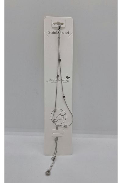 stainles steel Chain Steel Anklet - Square Cube Design