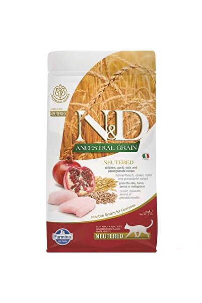 N&D Ancestral Tavuklu ve Narlı Tahıllı Kısırlaştırılmış Kedi Maması 1.5 Kg