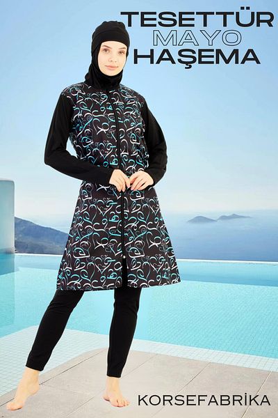 korsefabrika trend mood store Σετ μαγιό με μοτίβο καλσόν Full Covered Testetted