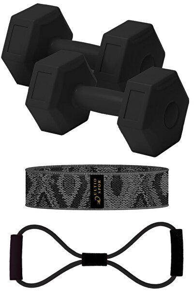 Ultio Spor 1 Kg 2 bucăți gantere octogonale fluture cauciuc de rezistență - bandă de ghemuit țesută