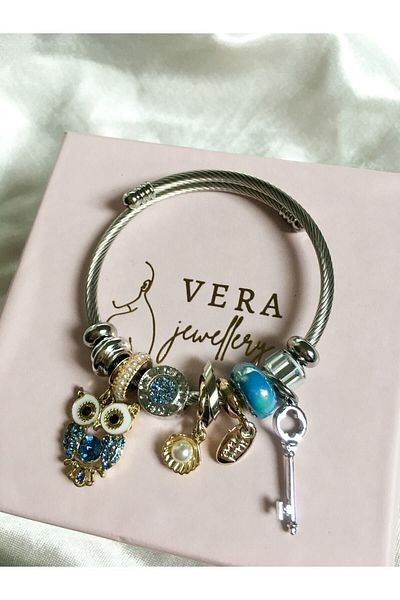 Snartun Owl Stainless Steel Bracelet - Adjustable Charm with Custom Box