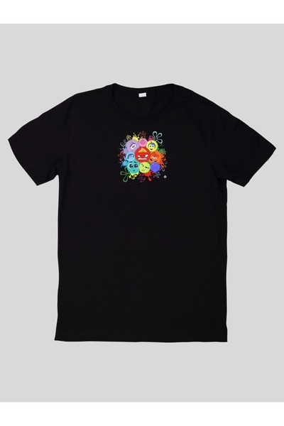 Touz Moda Unisex Black T-shirt - Reverse Face and Characters Printed