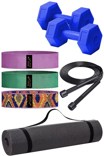Ultio Spor Σετ Super Pilates Πιλάτες Ματ Αλτήρας Squat Band 4 ειδών Σετ σχοινί άλματος